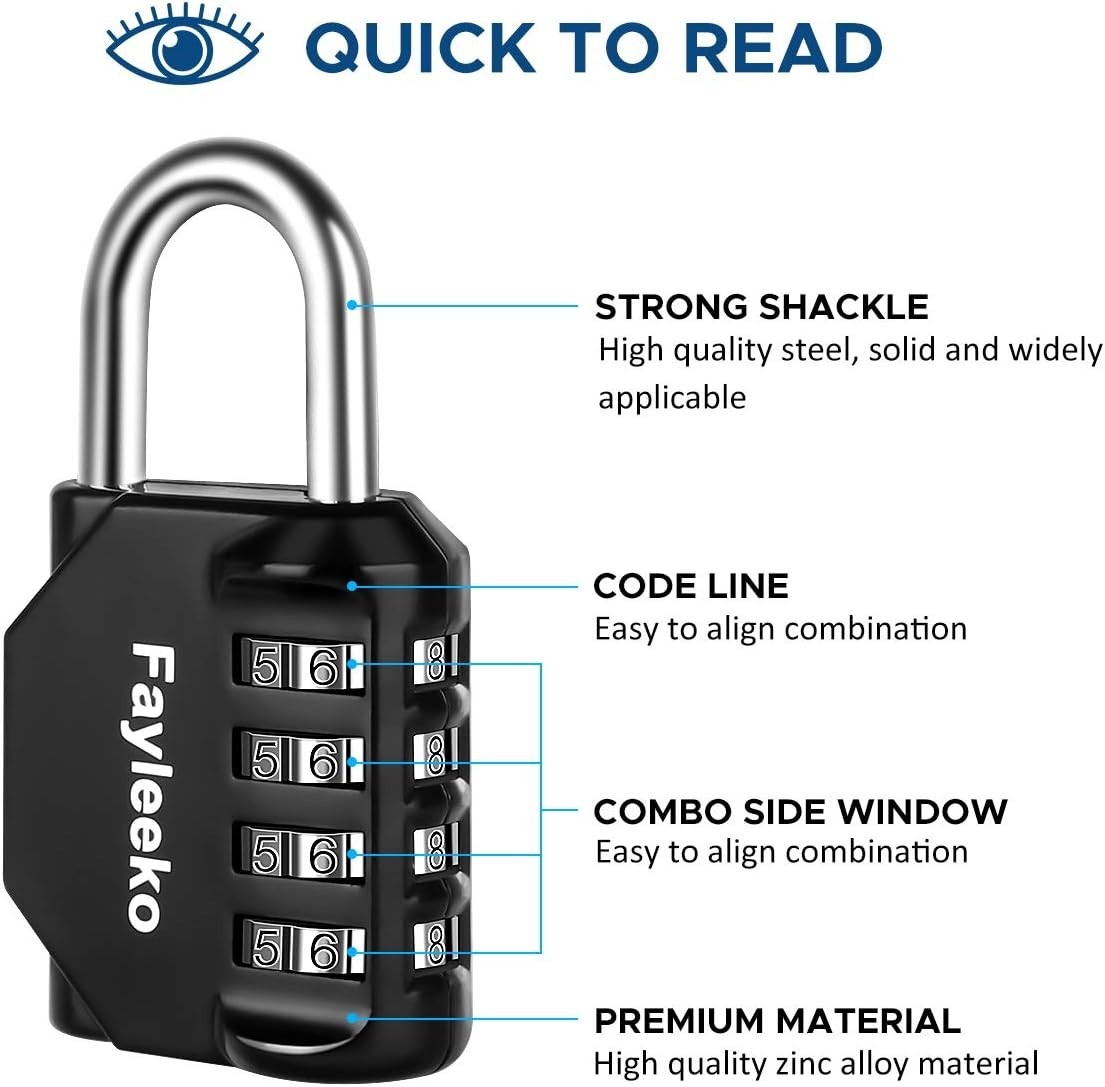 Reliable Resettable Combination Padlock 2-Pack for Lockers and Storage Solutions