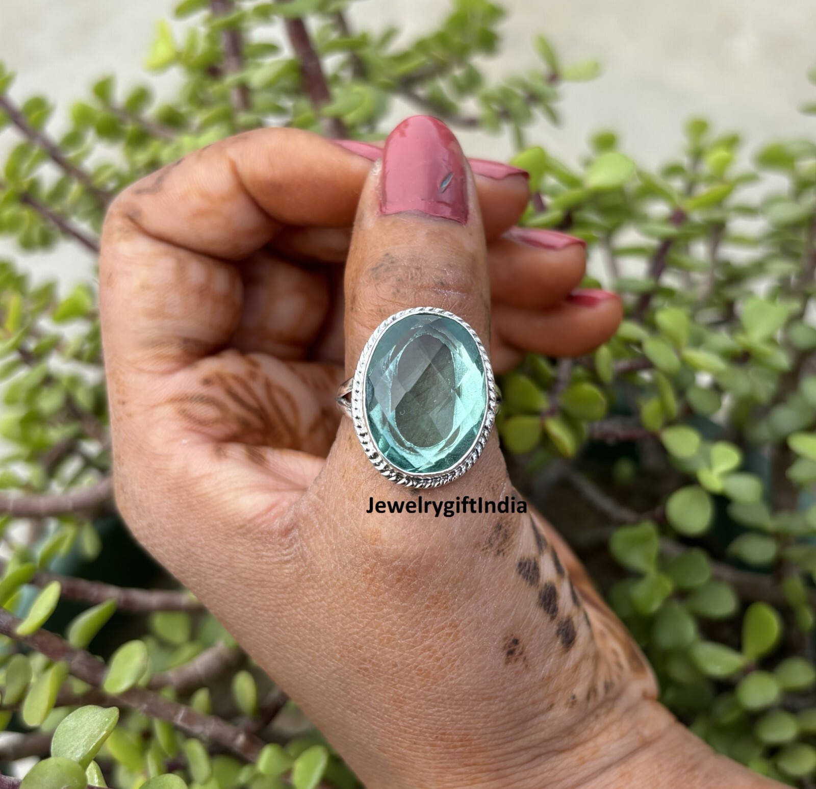 Aquamarine Ring 925 Sterling silver Band &Statement Ring Handmade Ring All Size