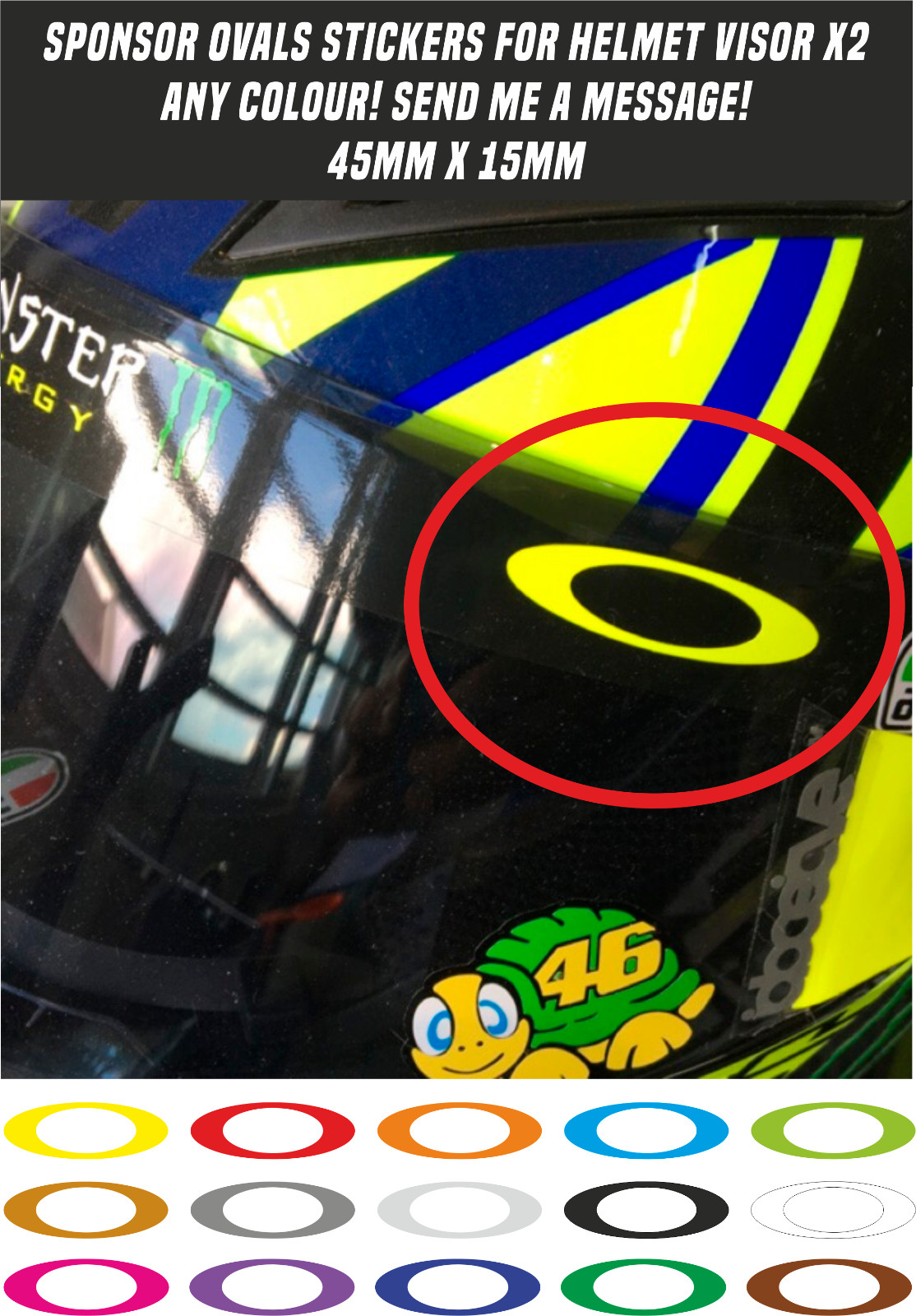 Rossi Marquez Vinales Sponsor Ovals Decals Stickers for Helmet Visor ANY COLOUR