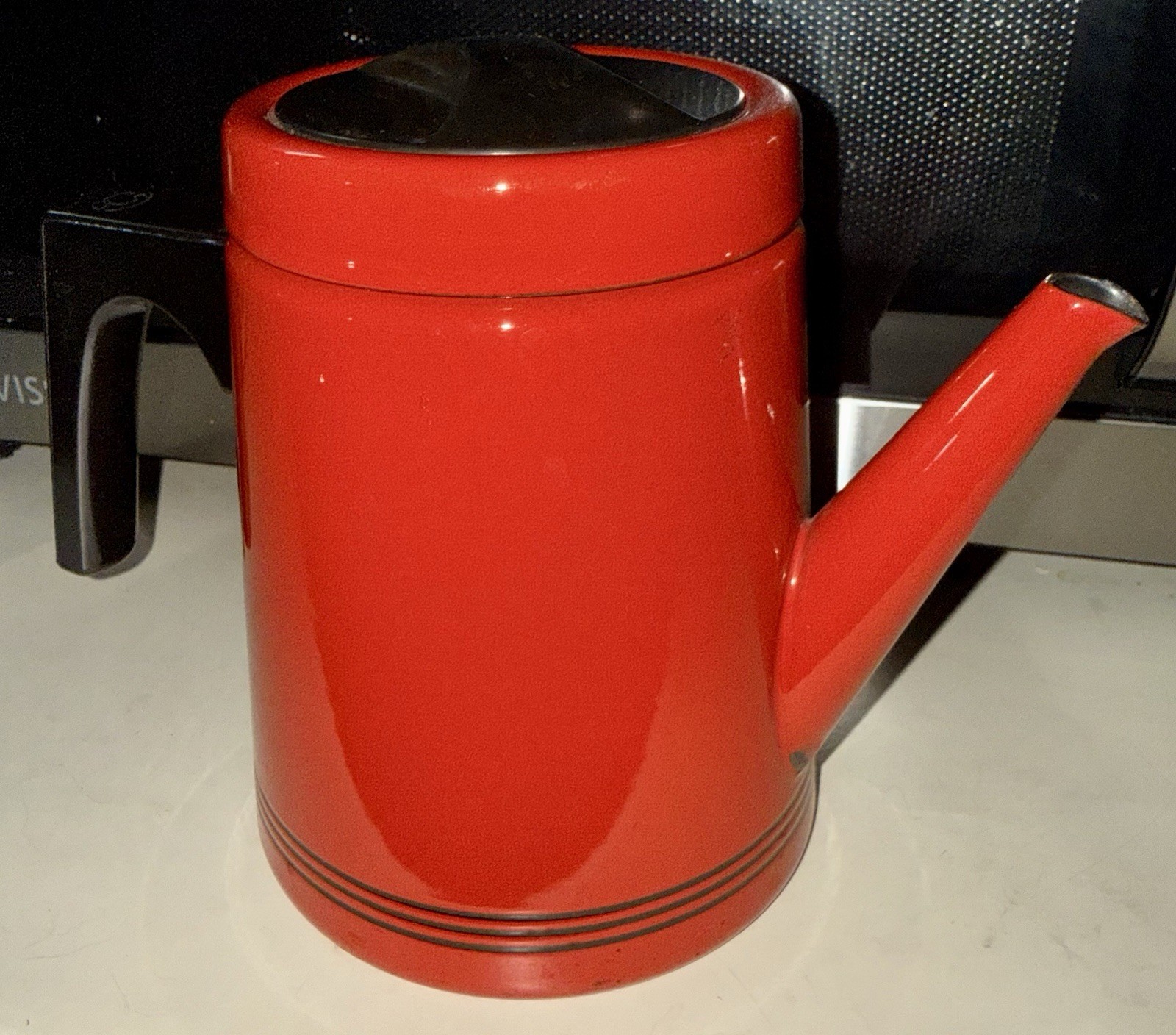 Vtg Red Enamel FINEL Antti Arabia Stove Top Coffee Tea Percolator Finland MCM