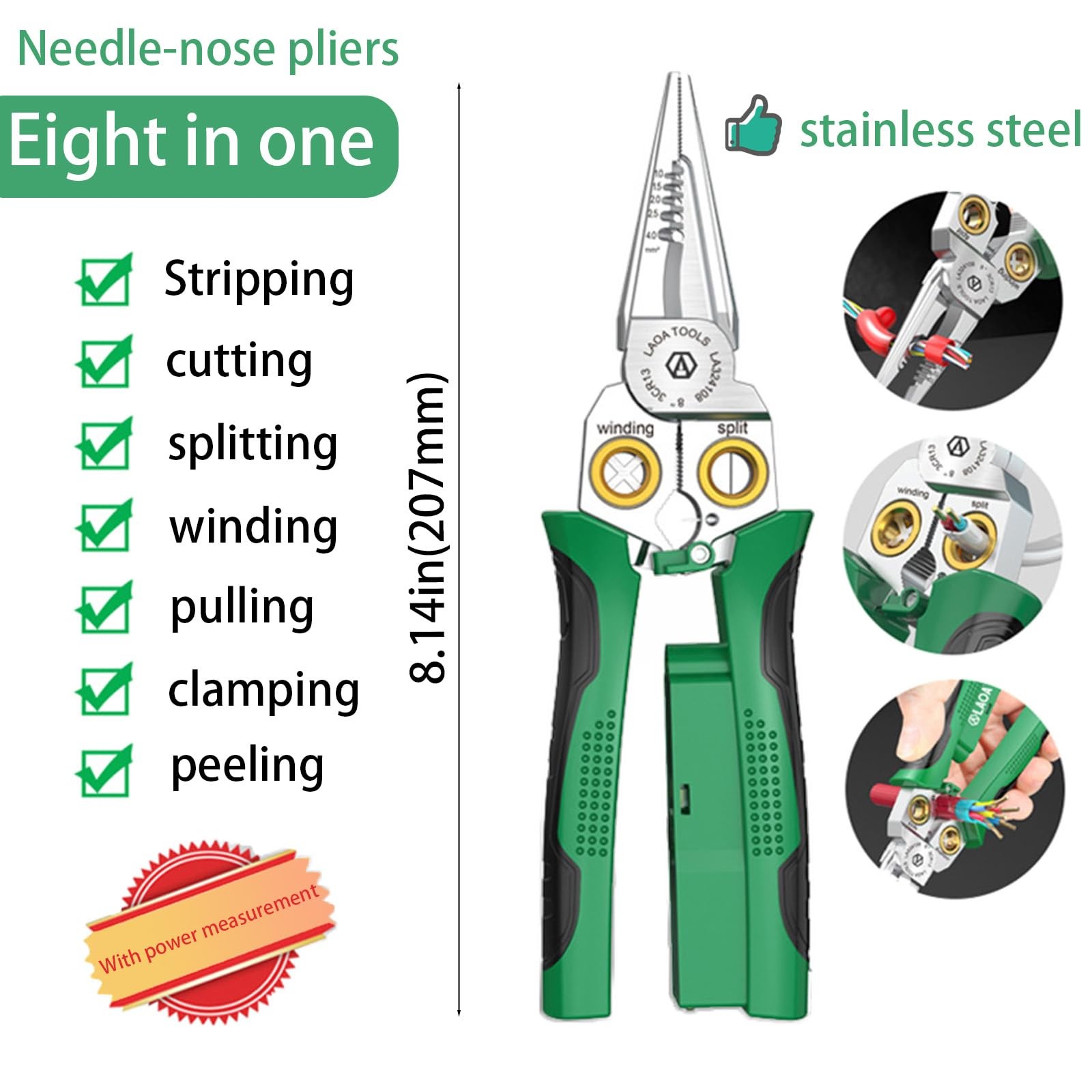 8-in-1 Wire Strippers with Electricity Measurement Function, Multi-Functional...