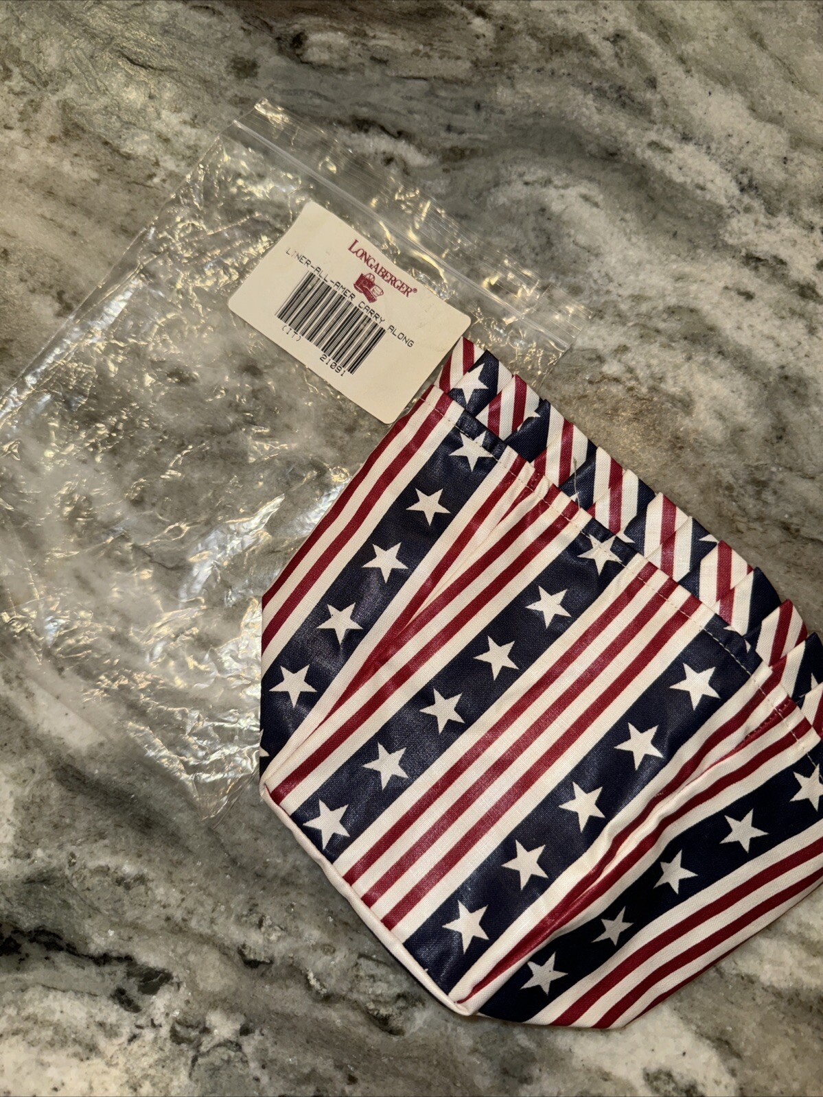 Longaberger All American Carry Along Basket Liner Stars & Stripes New # 21091 -I