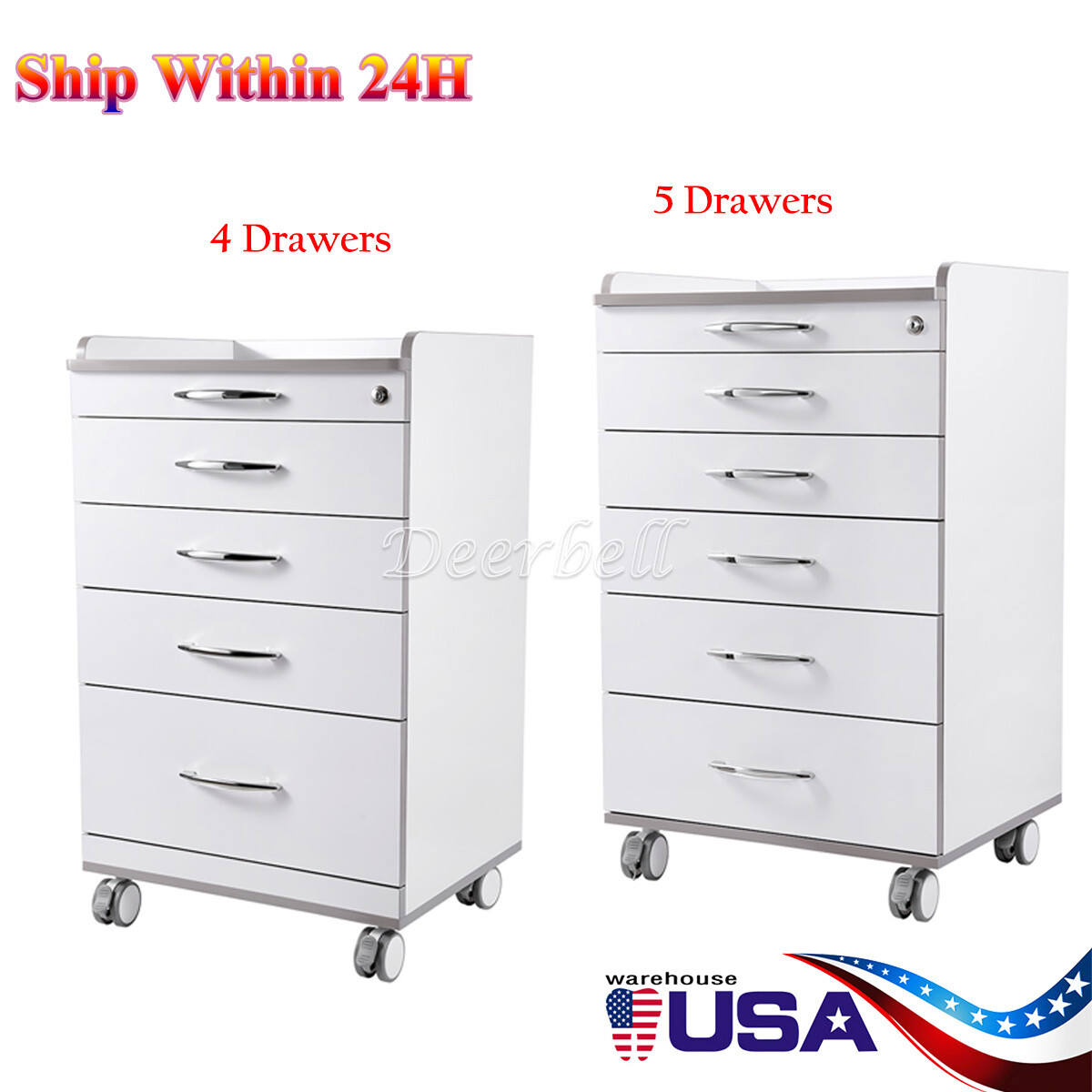 4/5 Drawers Dental Mobile Trolley  Medical Rolling Cabinet Cart & 360° wheels