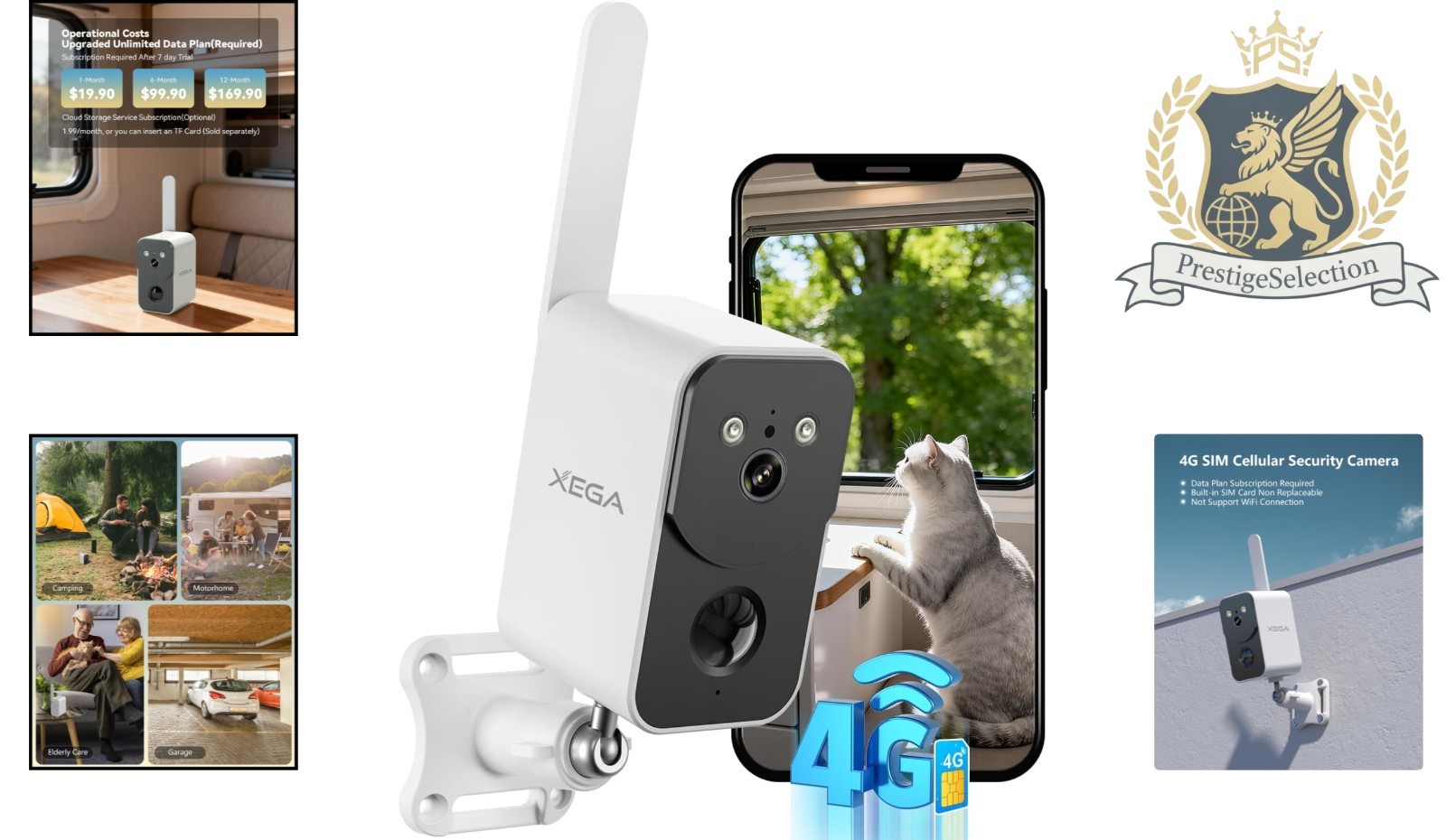 No WiFi Required 4G LTE Security Camera, Night Vision, Mobile App Control,