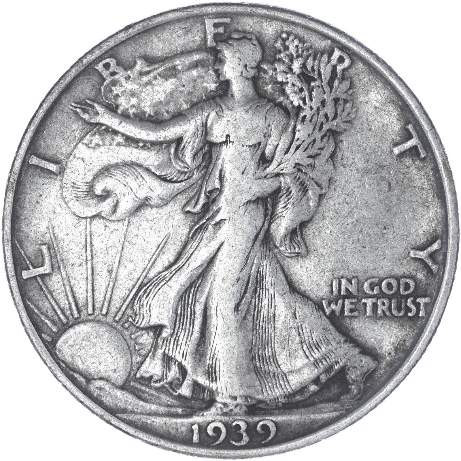 1939 (P) Walking Liberty Half Dollar Very Fine 90% Silver See Pics E523