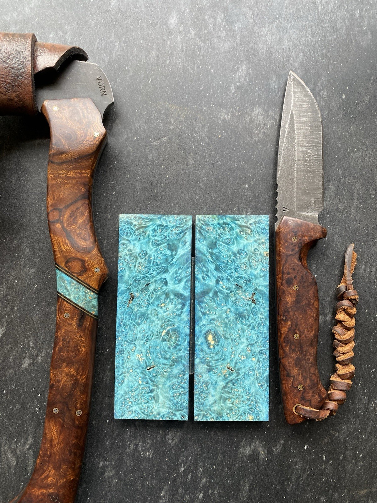 Dyed Box Elder Book Matched Knife Scales 4.98” x 1.76” x .40”