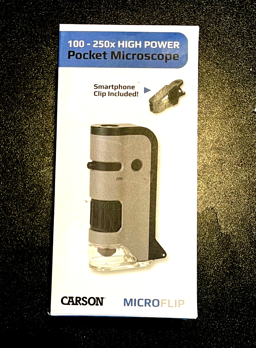 Carson Microflip 100-250X High Power Pocket Microscope New  - Open Box