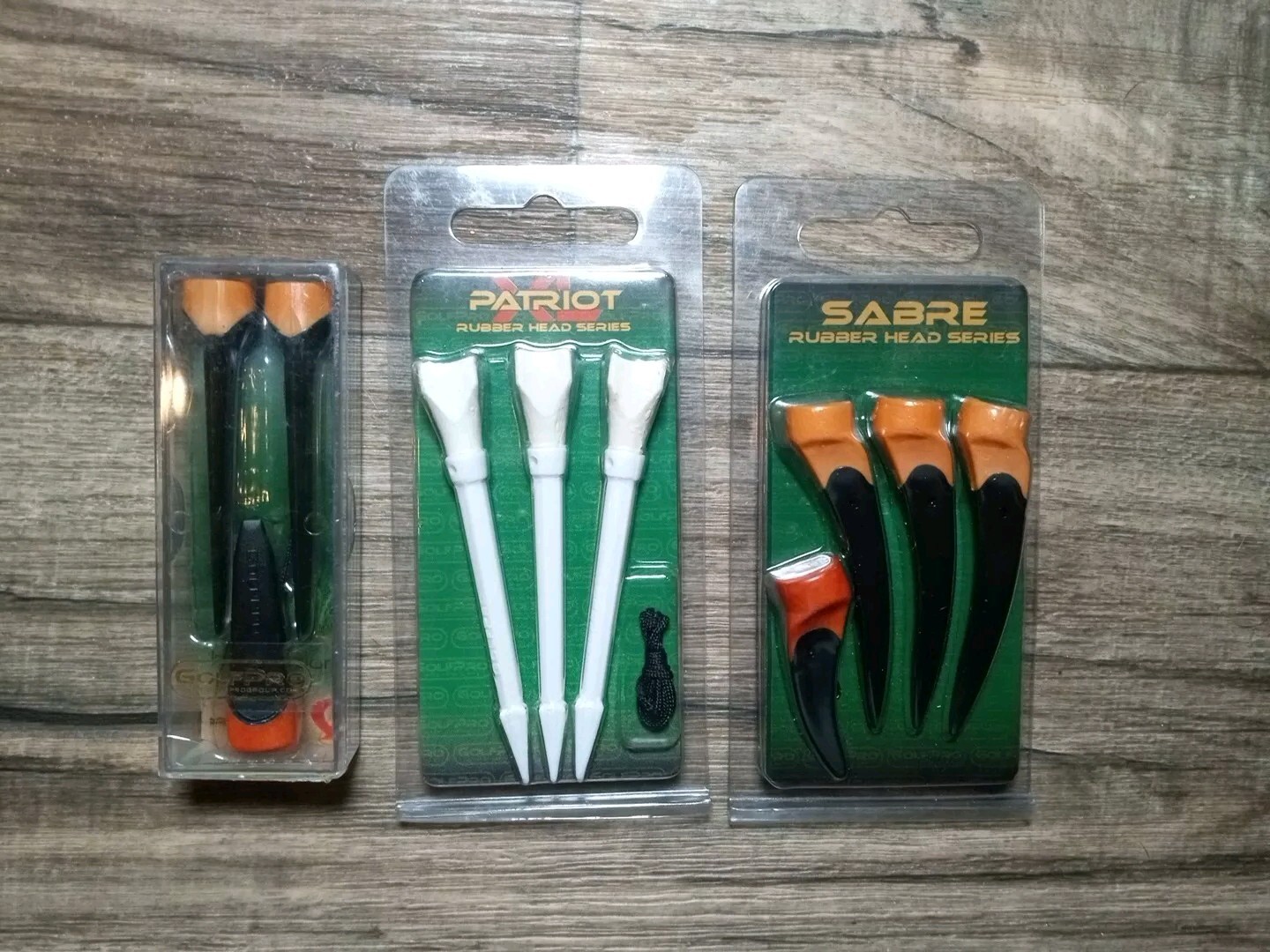 Golf Pro Rubber Head Tees 3 Packs Patriot,Sabre