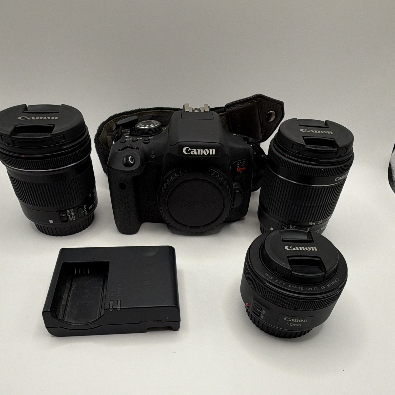 Canon EOS Rebel T6i DSLR Bundle 10-18mm 18-55mm 50mm Lenses Bag Tripod