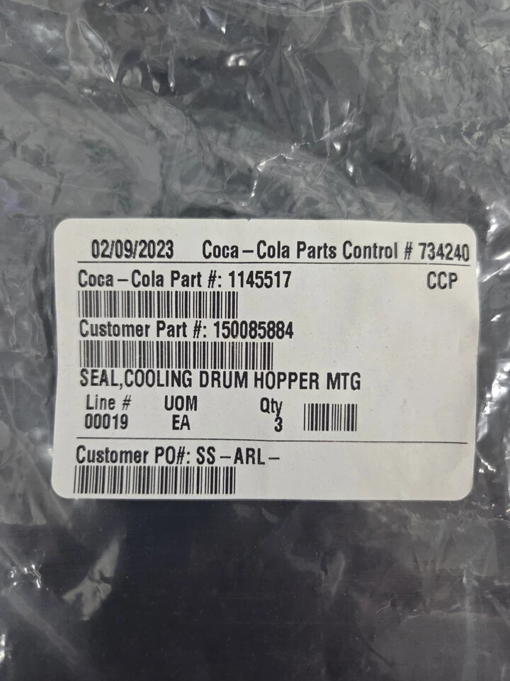 Bunn 32079.0000 Seal, Cooling Drum to Hopper