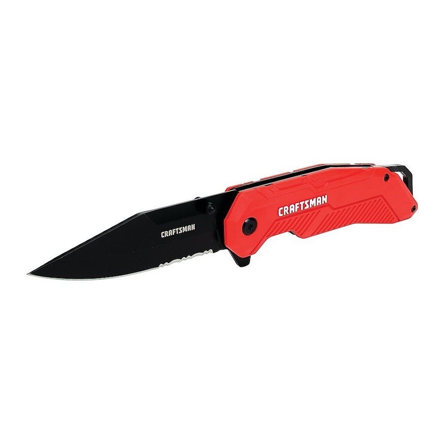 Craftsman Axis Lock Combination Drop Point Blade Red Handle Folding Pocket Knife