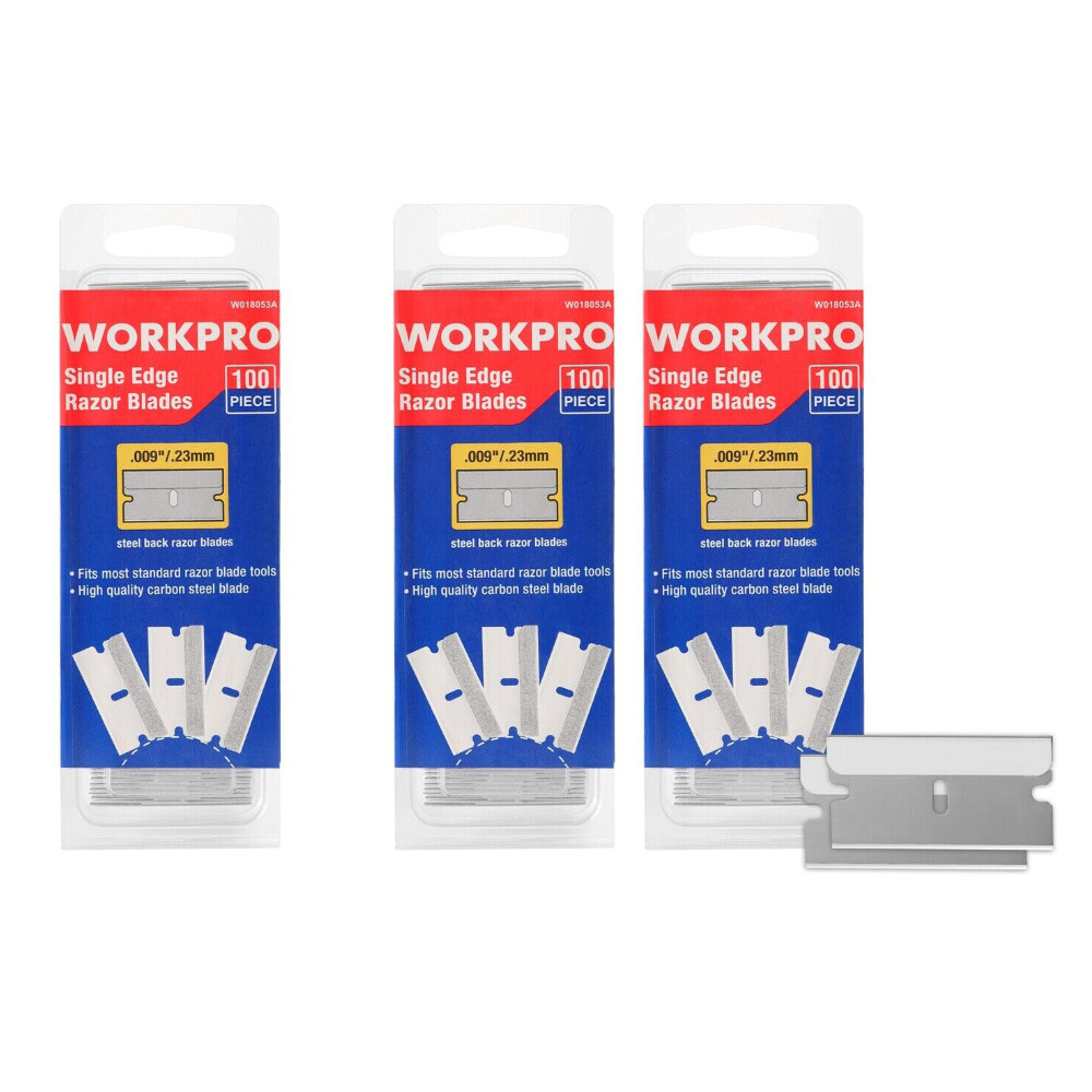 WORKPRO 100/200PCS Single Razor Edge Blades Carbon Steel Scraper Razor Blades