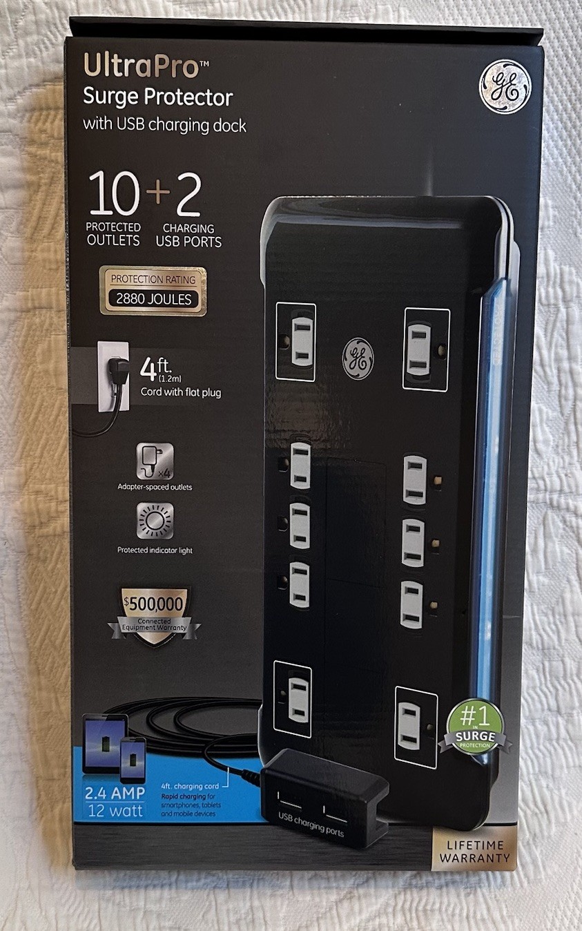 NEW GE Ultra Pro Surge Protector Charging 10 Outlets + 2 USB Ports 4 Ft Cord