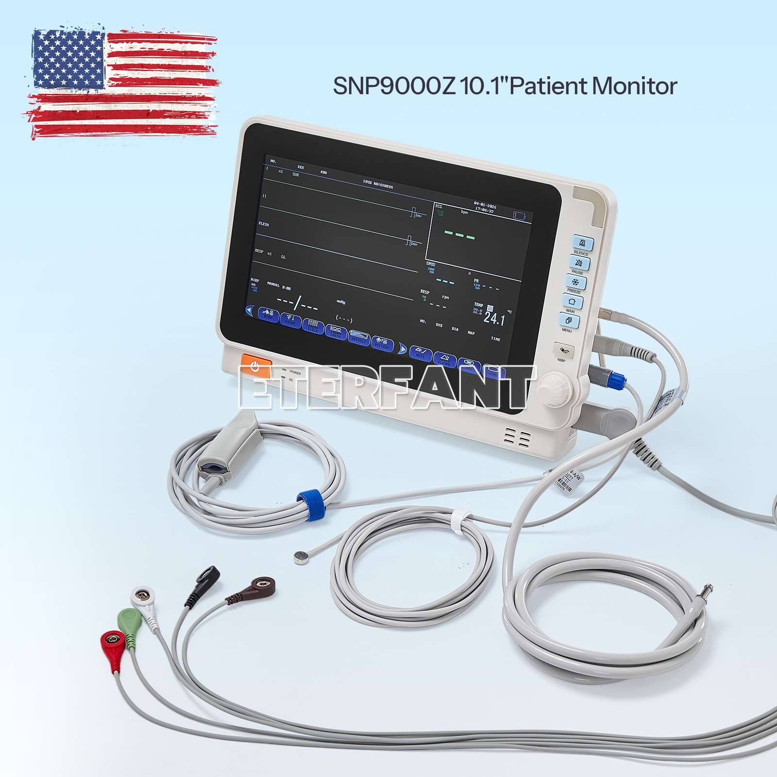Patient Monitor ICU CCU 10 inch Vital Sign For ECG NIBP RESP TEMP SPO2 PR US