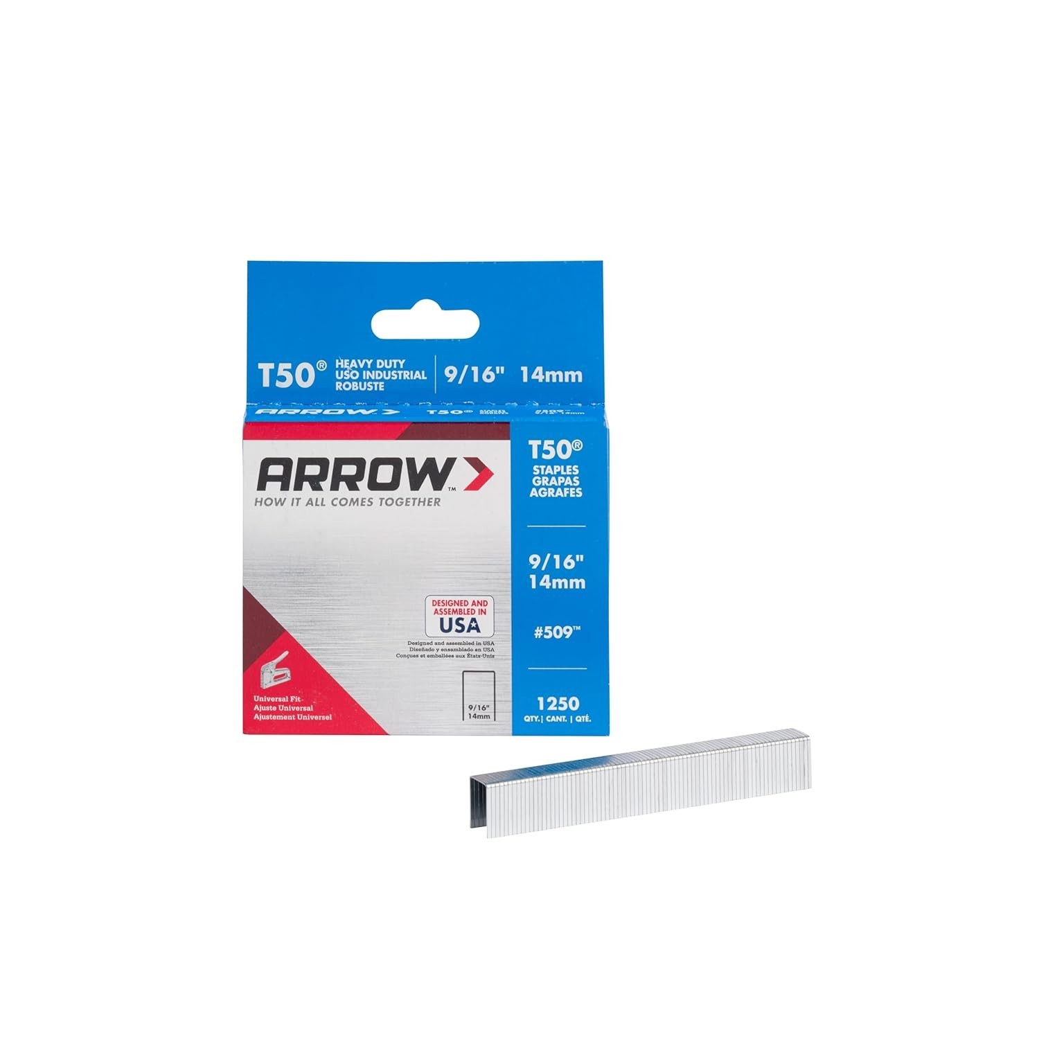 High-Quality Arrow T50 9/16" Staples - 1250 Count for Exceptional Holding Power