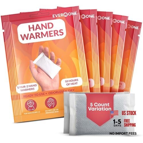 Hand Warmers - Long-Lasting, Safe, Natural, Odorless Air-Activated 5 Pairs