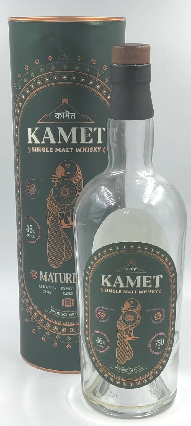 Kamet Single Malt Scotch Whisky Product of India 750ml Empty Bottle & Tin