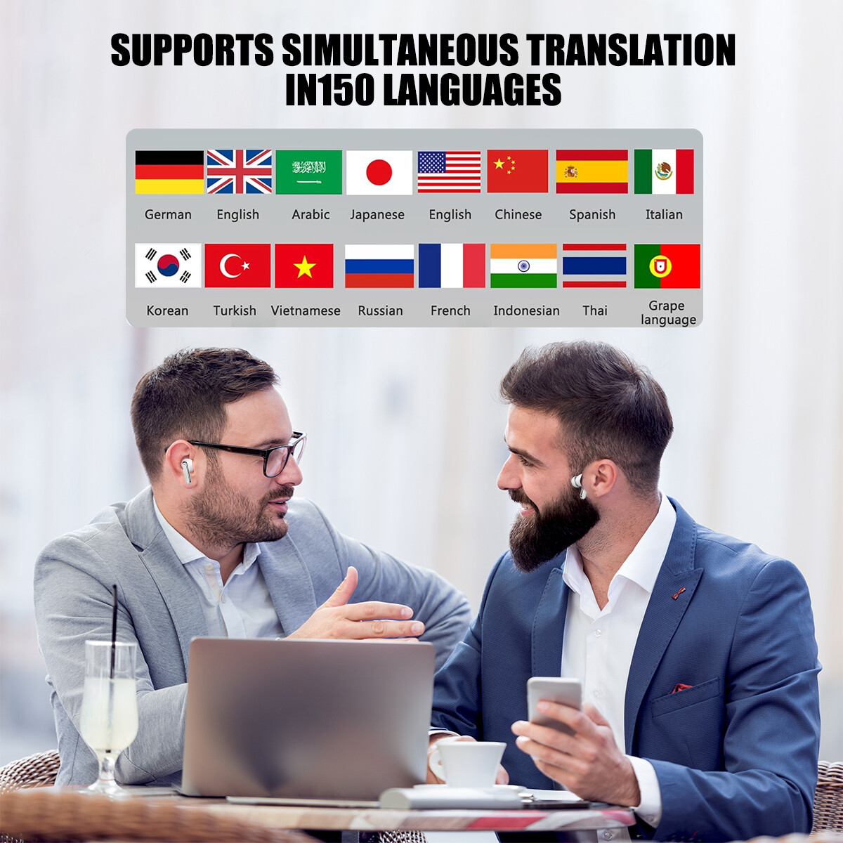 150+ Languages Two-Way Translator Earbuds Wireless Bluetooth Headset Headphone !