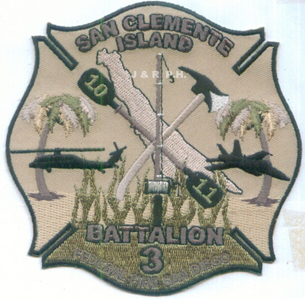 Federal - San Clemente Isl. Battalion - 3 Subdued, CA (4.5" x 4.5") fire patch