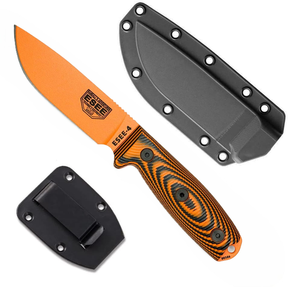 ESEE-4 Orange Blade Fixed Knife w/ Orange/Black G-10 | SKU 4POR-006