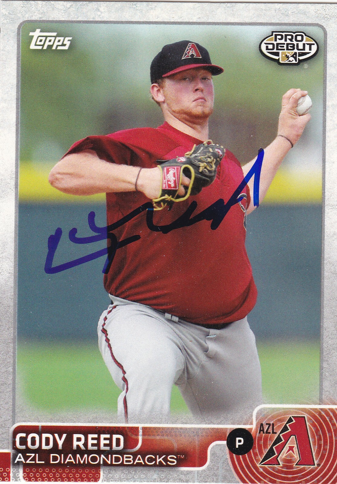 CODY REED AZL ARIZONA DIAMONDBACKS SIGNED 2015 TOPPS PRO DEBUT BASEBALL CARD