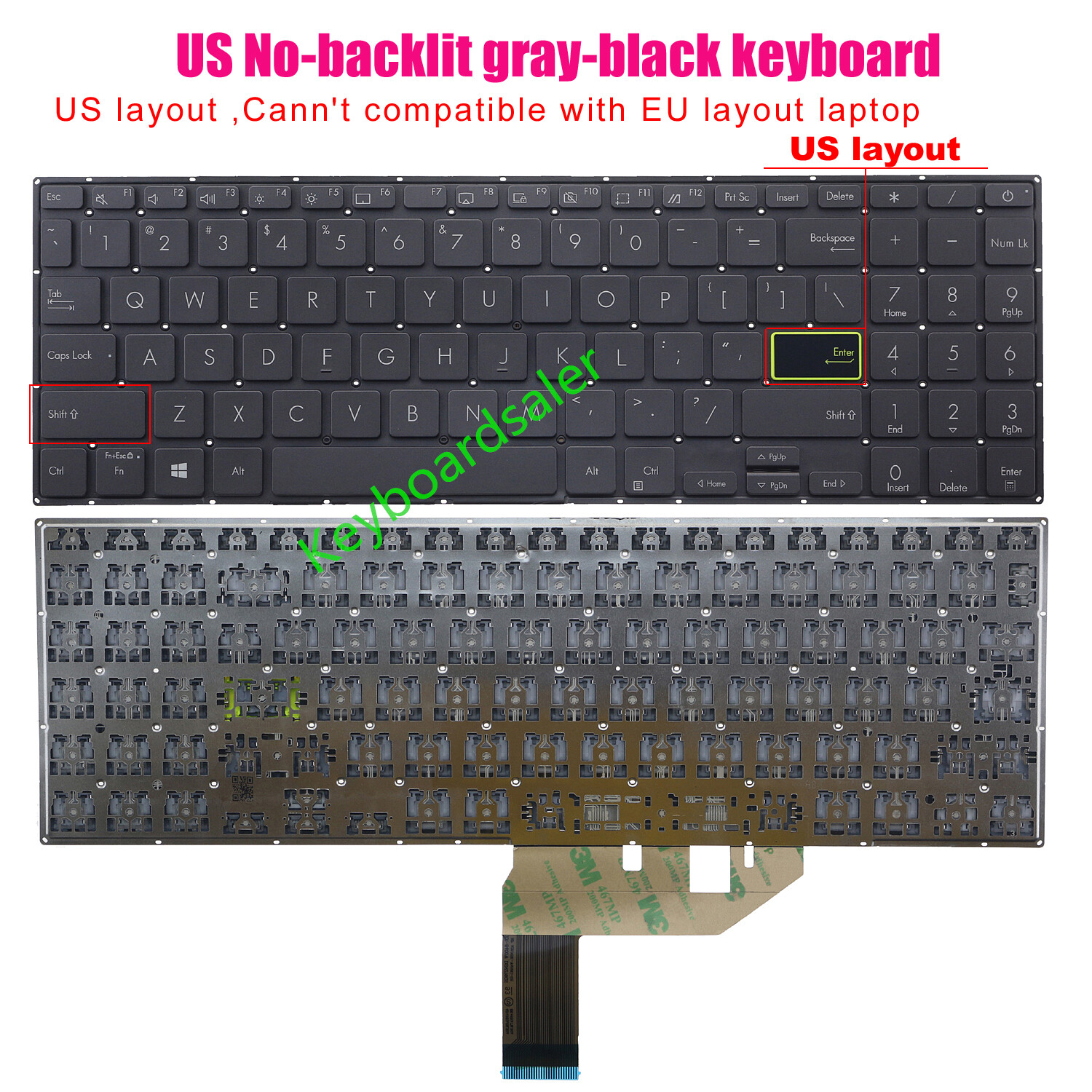 New US without-backlit Keyboard for Asus Vivobook V5100 V5100FB V5050 V5050FB