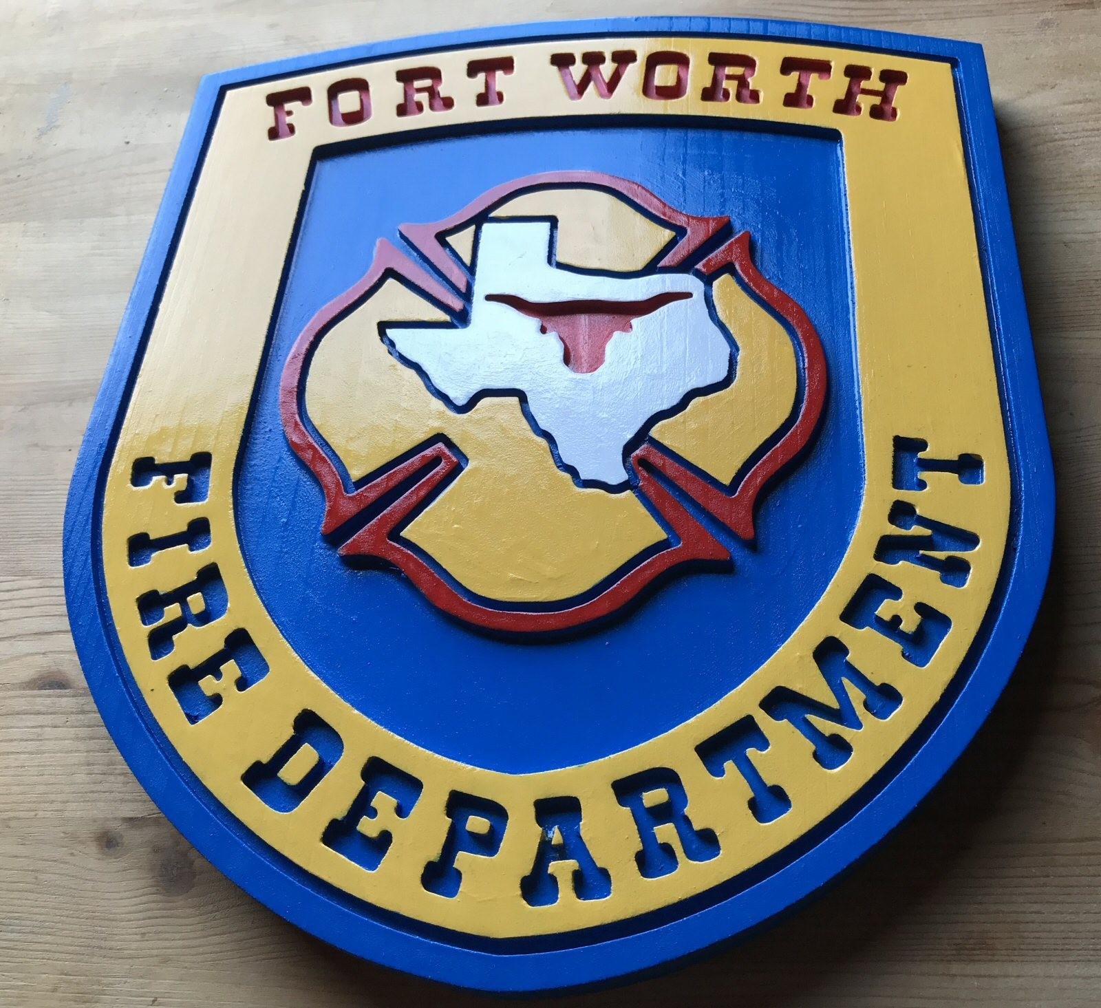 Fire Department Fort Worth 3D routed wood patch plaque sign Custom
