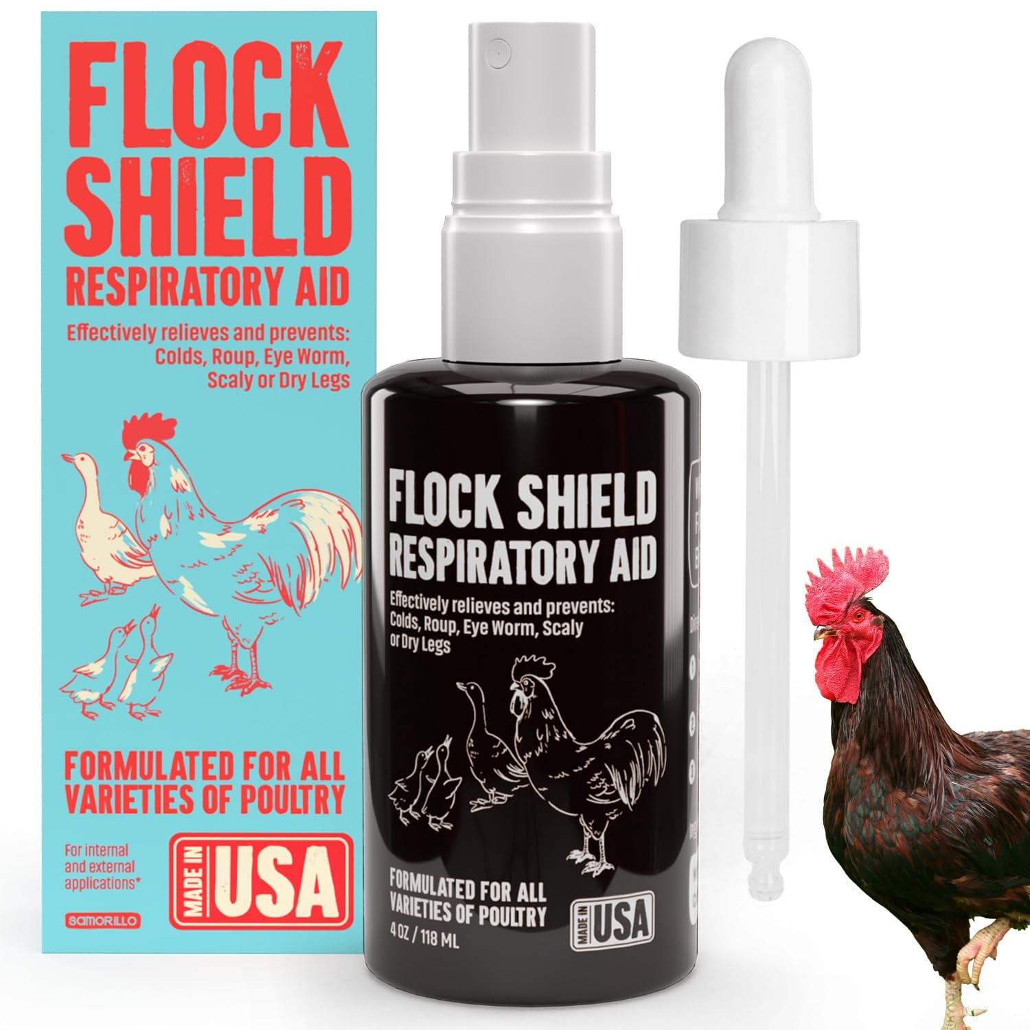 Flock Shield Respiratory Aid for Poultry - [Made in USA] - 4oz Chicken Supple...