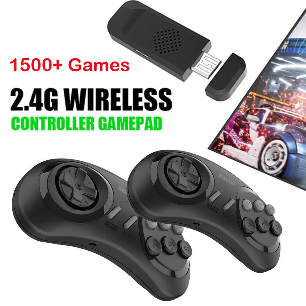 HDMI Retro TV Game Stick Console With 1500+ Games For Sega Genesis 2 Controllers