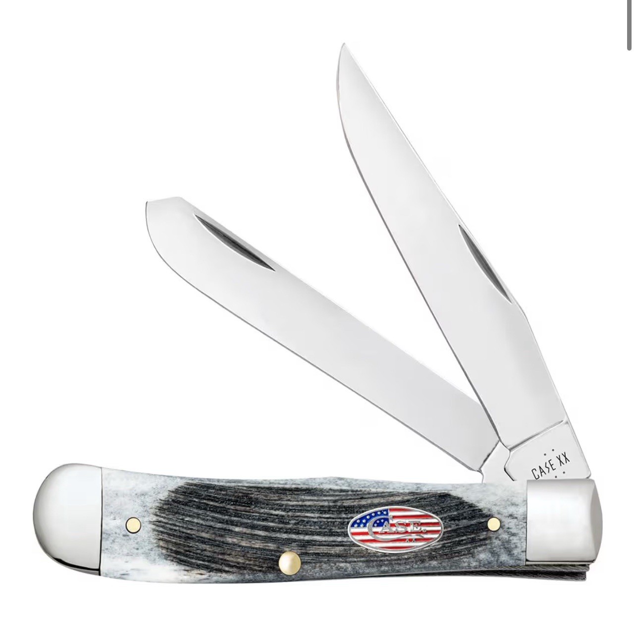 Case XX USA 2025 Sawcut Jig Gray Bone 53060 Stars & Stripes Trapper Knife