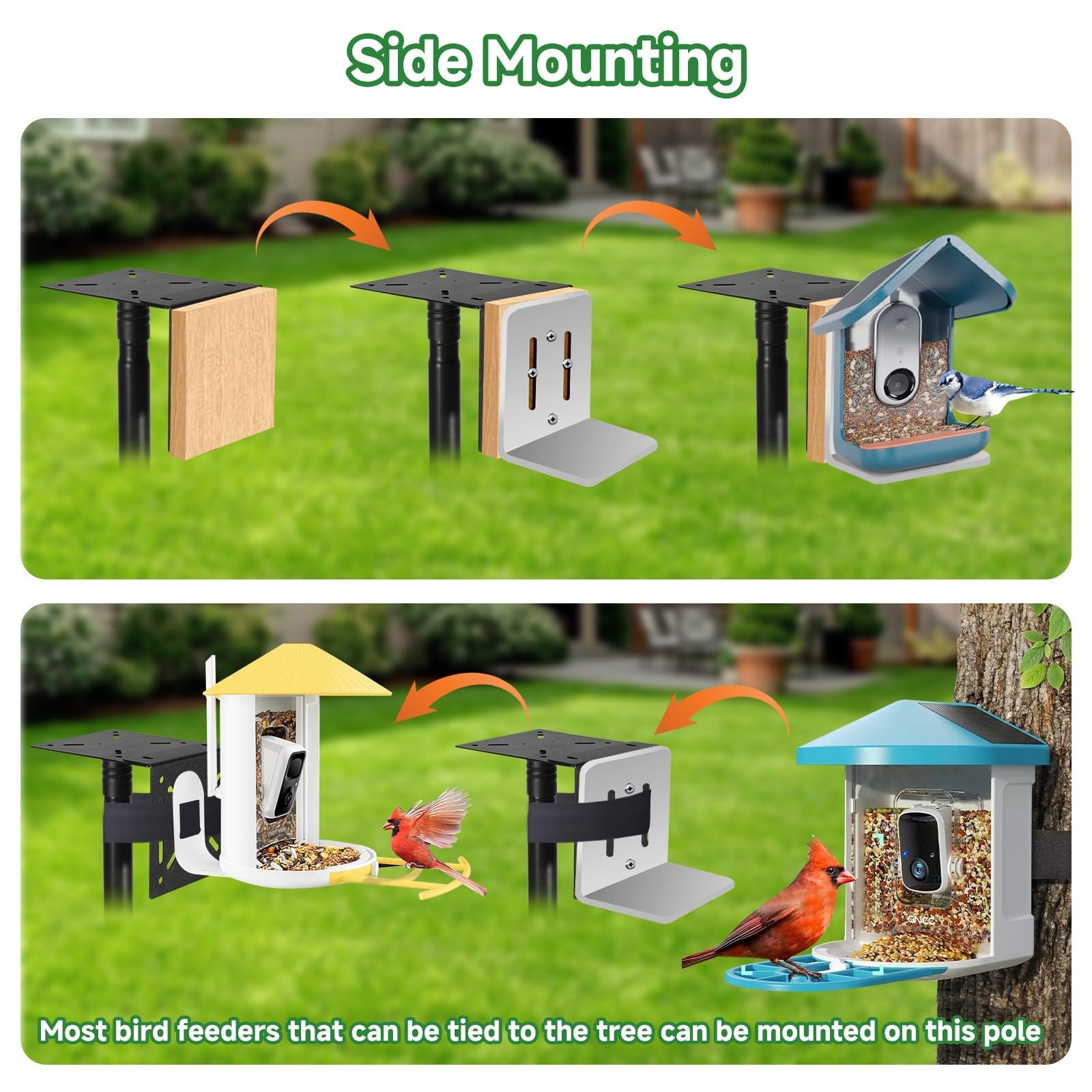 Proerr Smart Bird Feeder Pole Stand 79In,Adjustable Height 79 INCH, Black