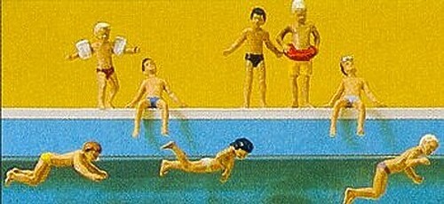 Preiser Recreation amp; Sports Children at the Pool (6) - Model Railroad