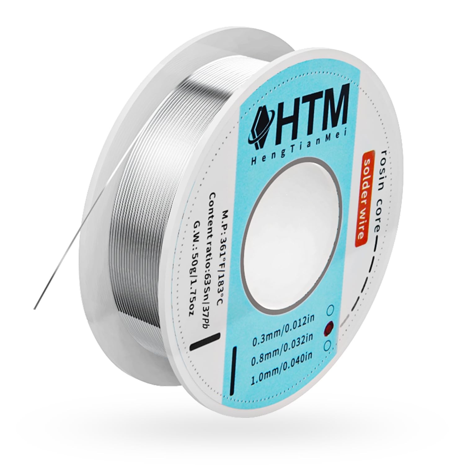 HengTianMei Tin Lead 63/37 Rosin Core Low Temp Solder Wire For 0.8mm/50g