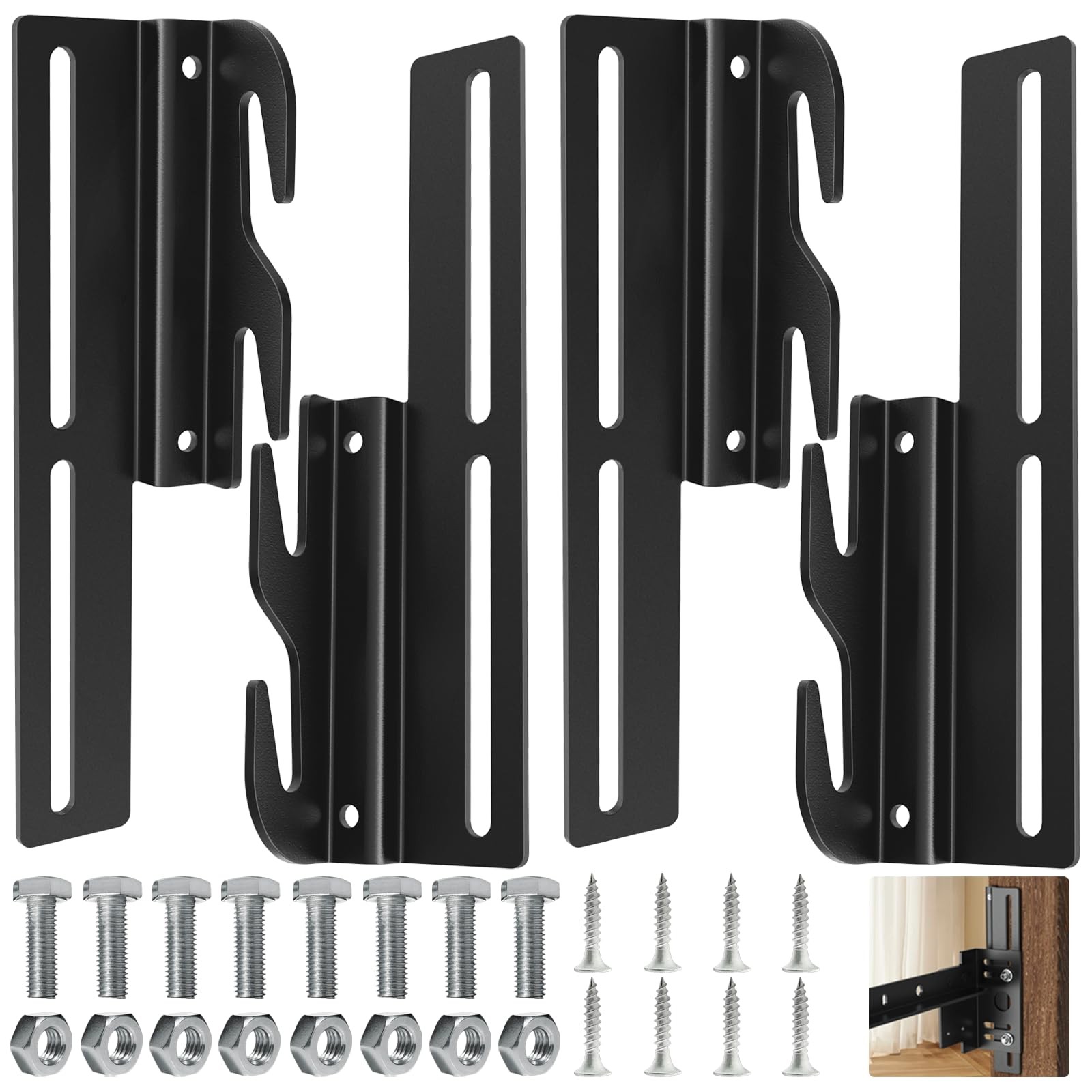 4 PCS 711 Bed Frame Bolt On to Hook On Conversion Brackets for Headboard or F...