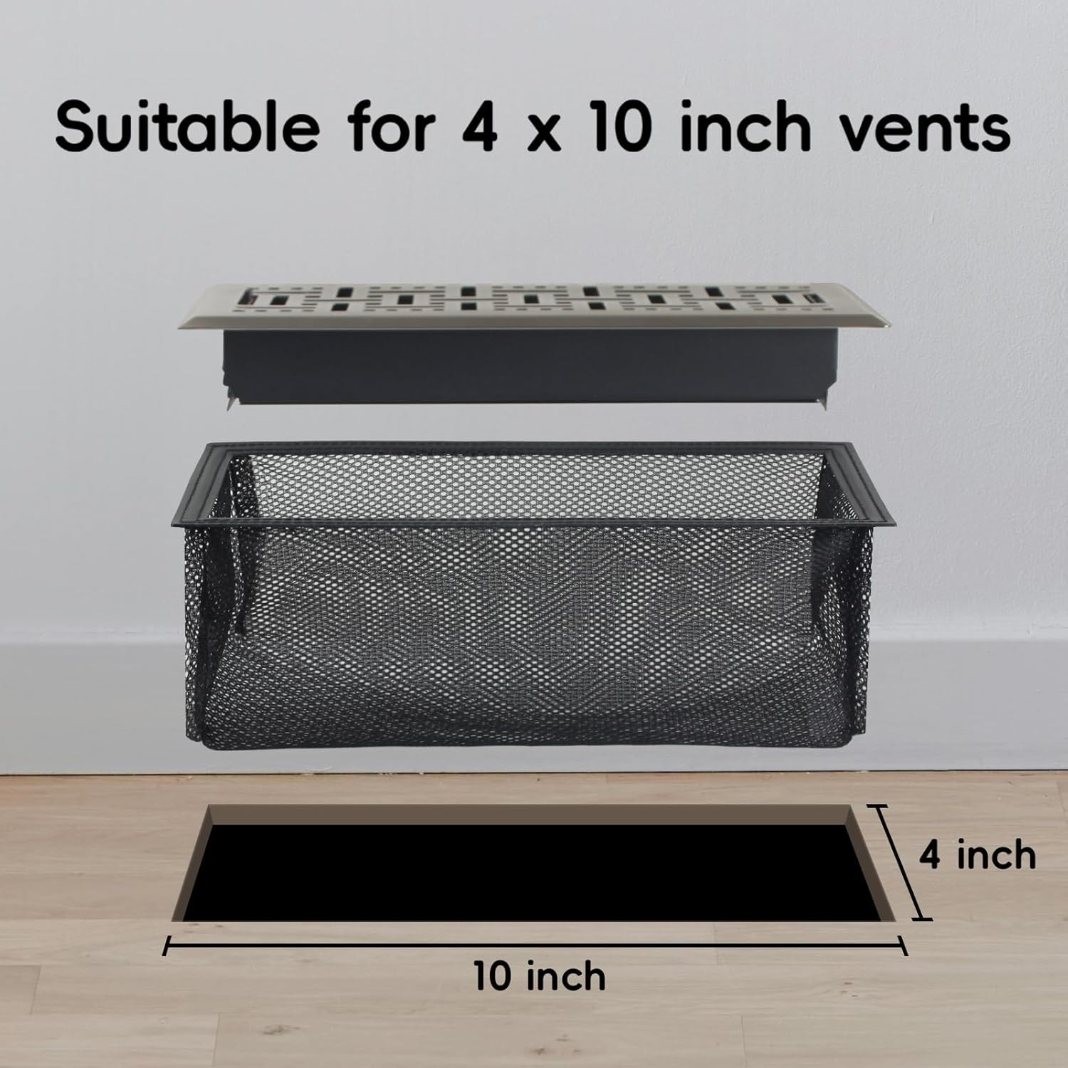 8 Pcs Floor Register Cover Trap, Floor Vent Filters for Registers 4x10, Vent Cat