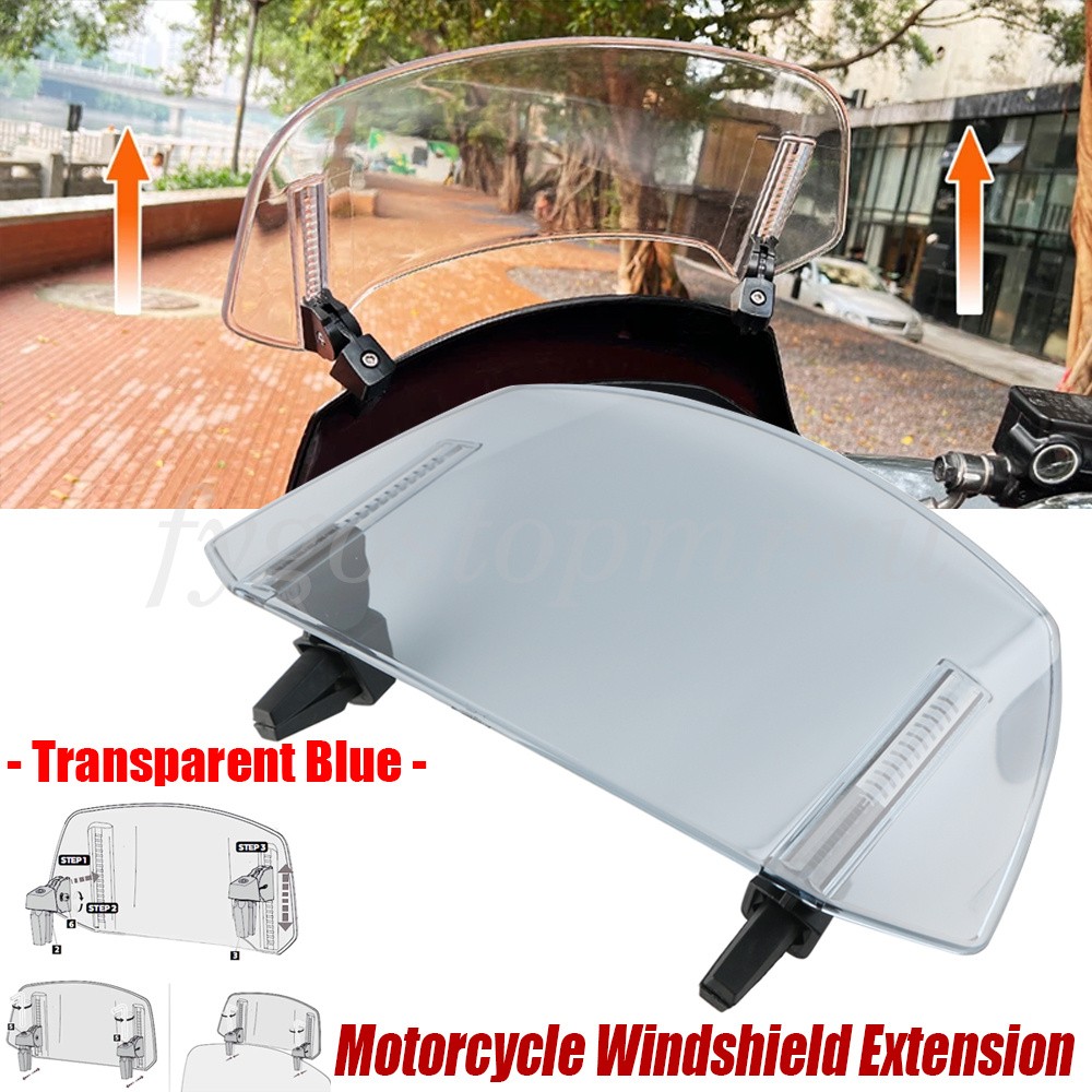 Adjustable Clip-On Windshield Extension Spoiler Windscreen Deflector Motorcycle