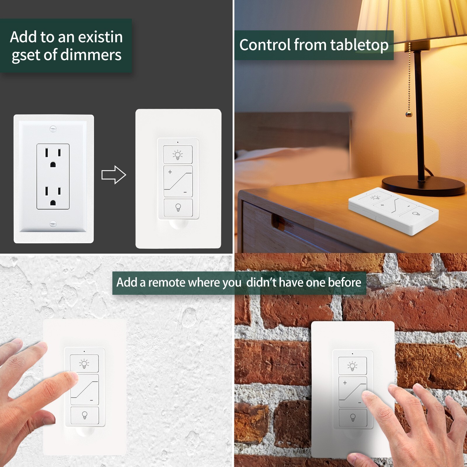 Used Wireless Dimmer Switch and Receiver Kit 3-Way remote control Work Alexa