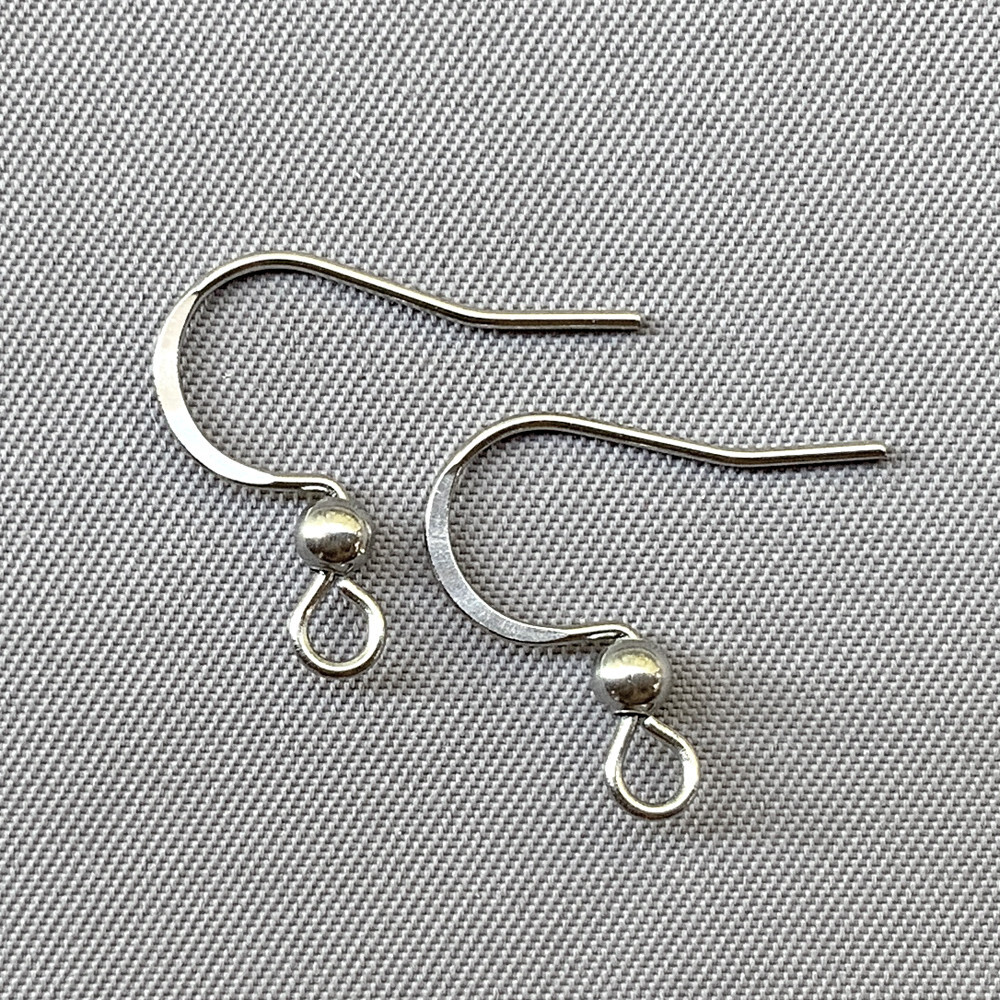 French Hook Ball Flat Earwires 19x15mm 21ga Silver Plated Alloy Q50 Pair Per Pkg