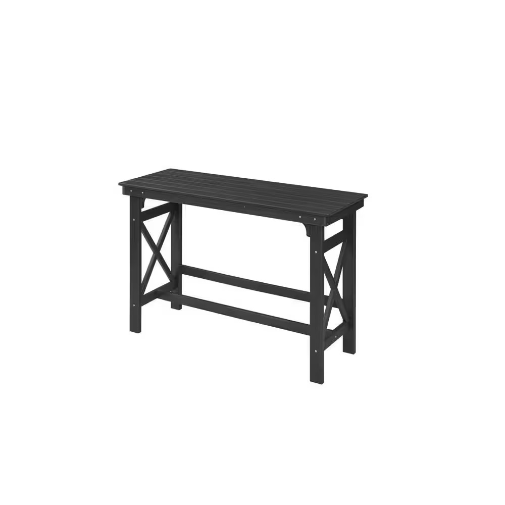 Black Rectangle HDPE 41 In. H Outdoor Bar Table Patio Dining Table for 4-6, All-