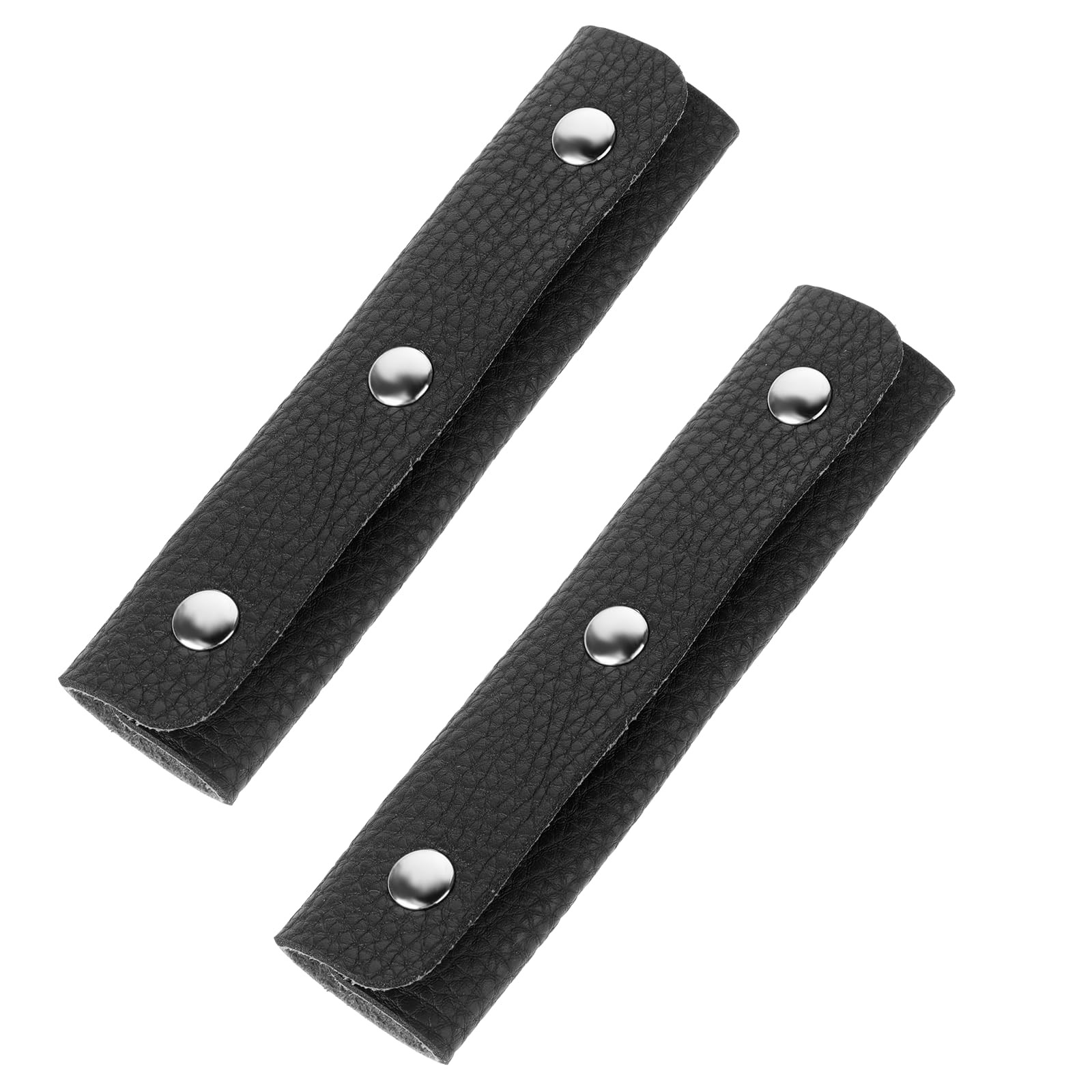 2 Pieces Leather Luggage Handle Wraps Covers PU Handbag Grip Cover Black