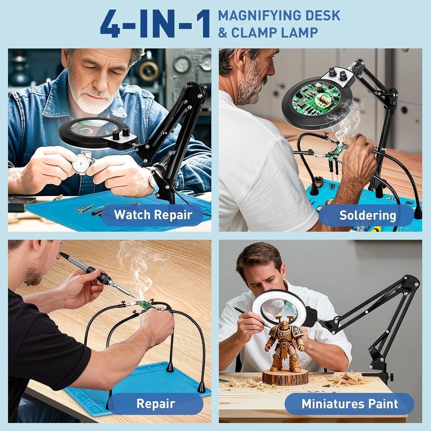 Pro Helping Hands Soldering Mat 30X Magnifier Stepless Dimming