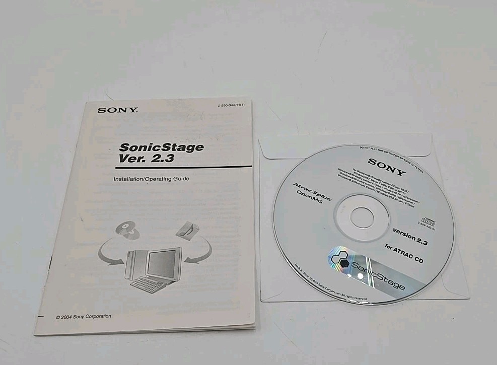 Sony SonicStage Atrac3plus OpenMG Version 2.3 For Walkman CD-ROM & Manual