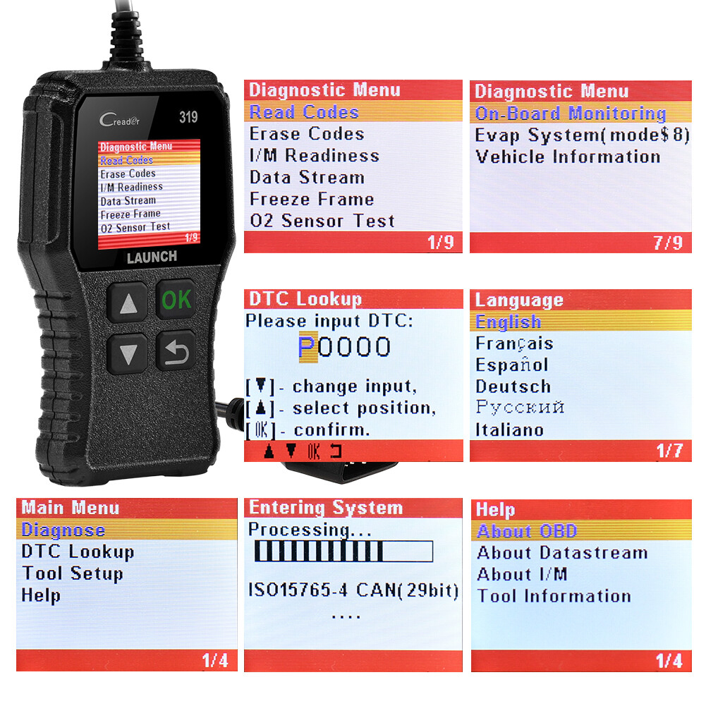 LAUNCH Automotive OBD2 Diagnostic Scanner Car Check Engine Light OBD Code Reader