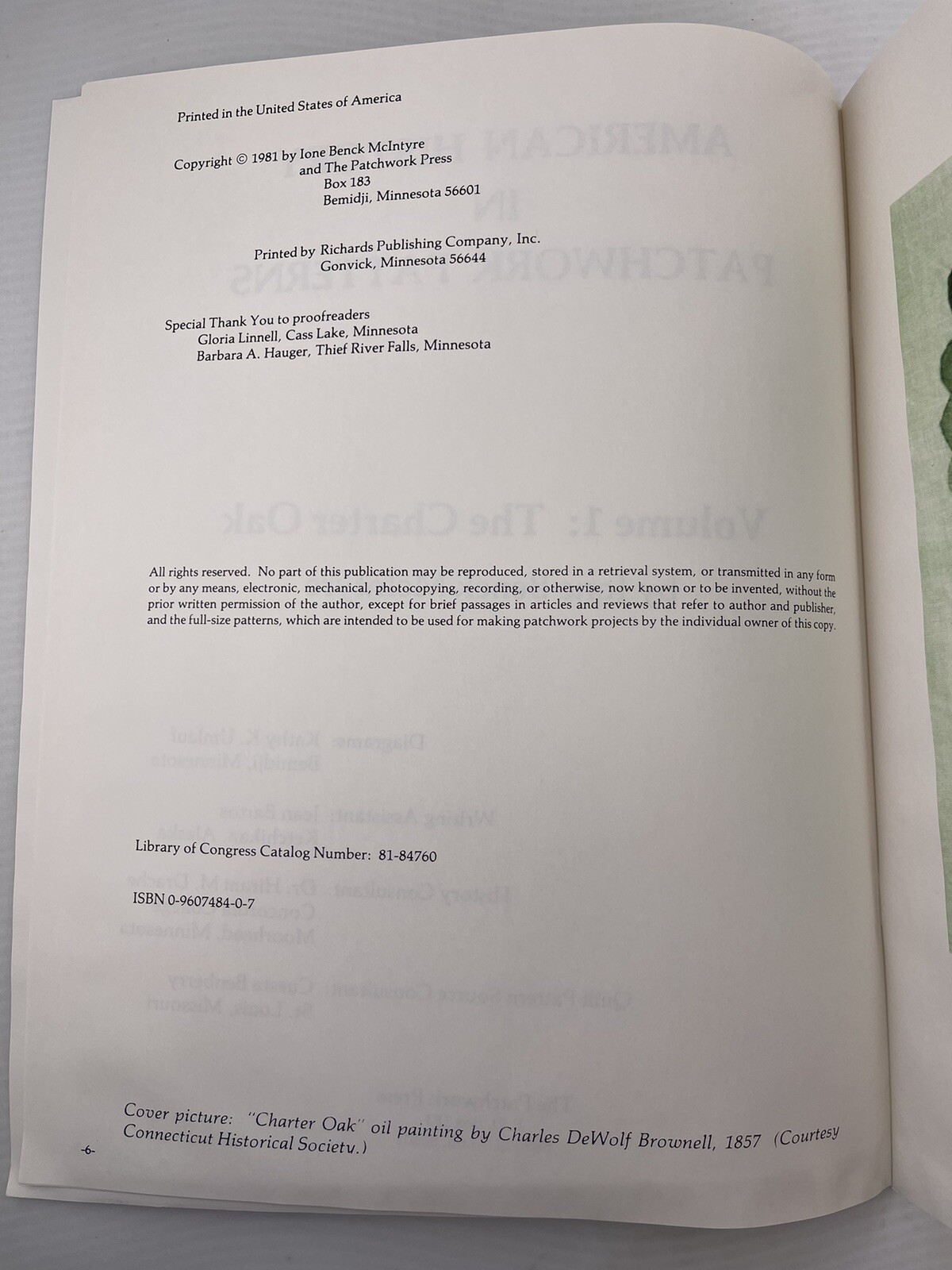 American History in Patchwork Patterns The Charter Oak by Ione McIntyre Signed