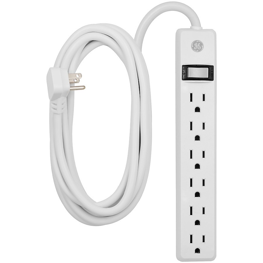 GE 12-ft 6 -Outlet Indoor White Power Strip