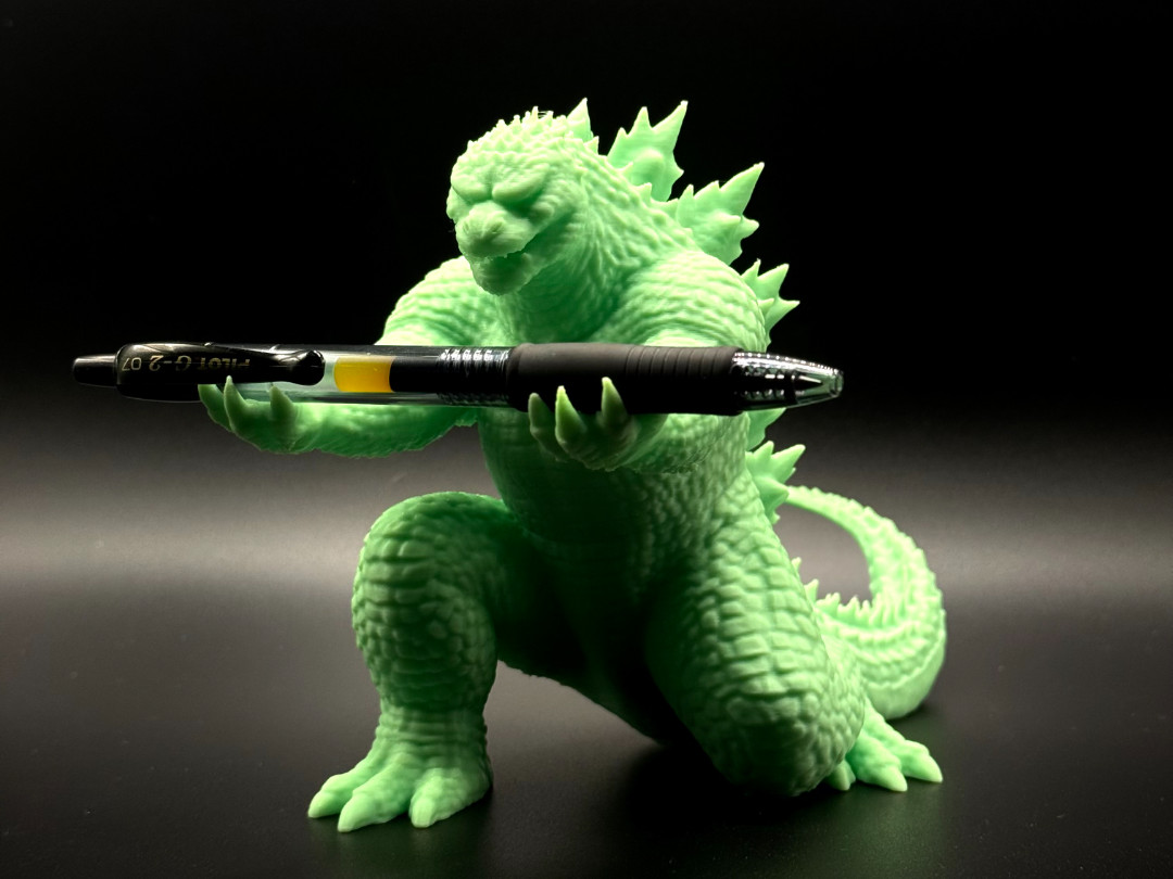 Godzilla Pen Holder Sculpture 3D Printed Desk Decor