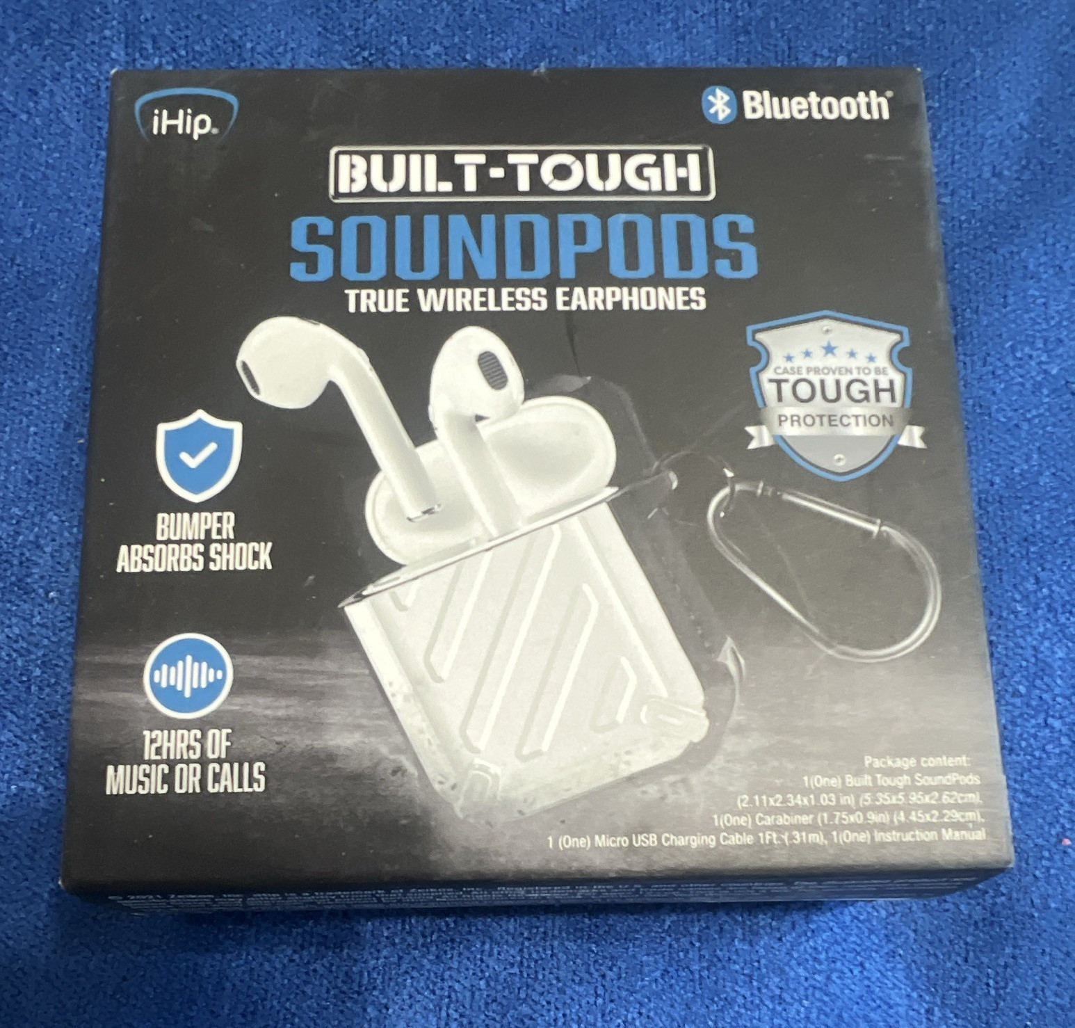 iHip Built-Tough SoundPods True Wireless Bluetooth 5.0 In-Ear Mic, White