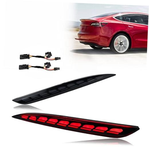 Lens Rear Fog Bumper Reflector Brake Tail Sequential Flash Singal Model 3 Red