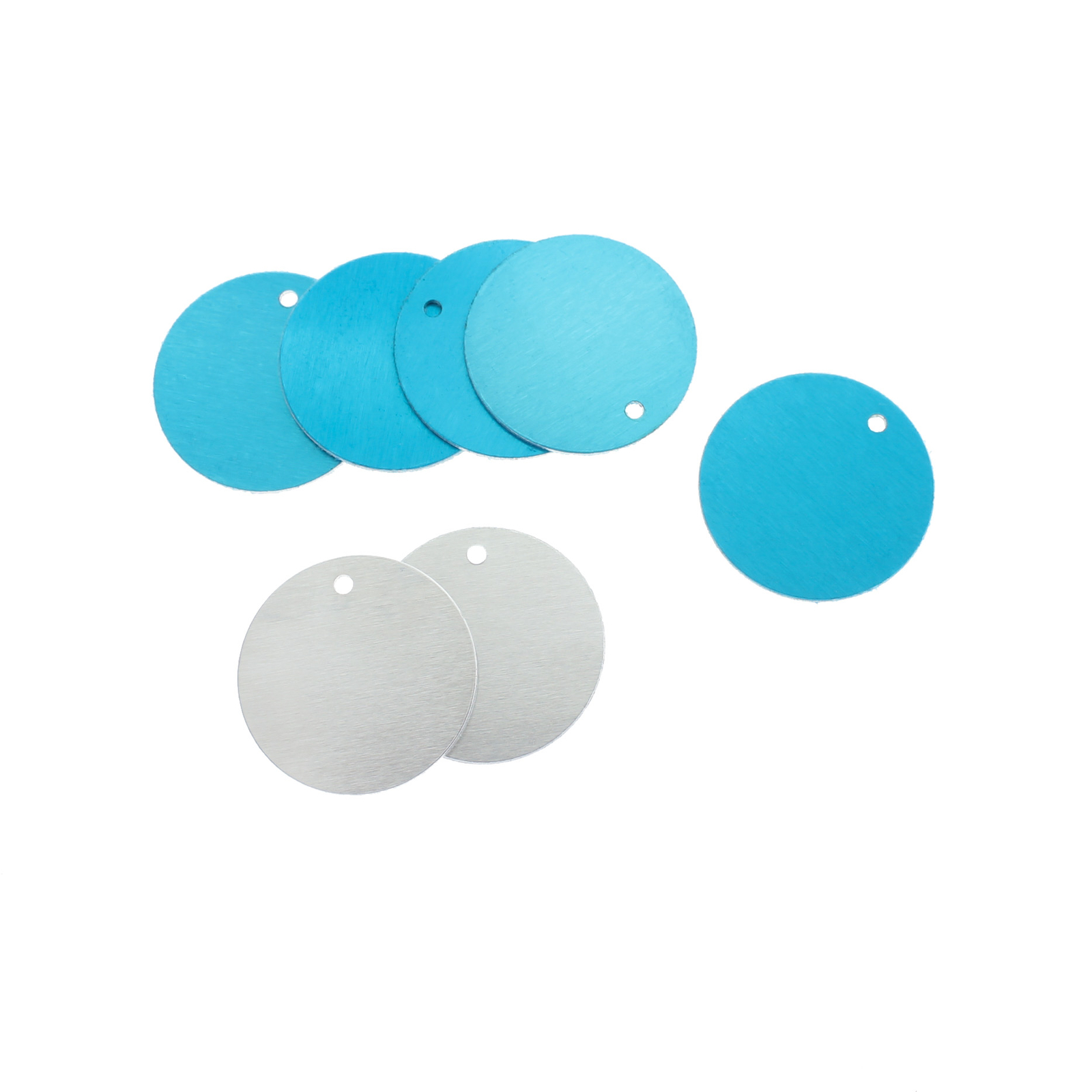 Circle Stamping Blanks - Silver Brushed Aluminum - 25mm - 10 Tags - MT285