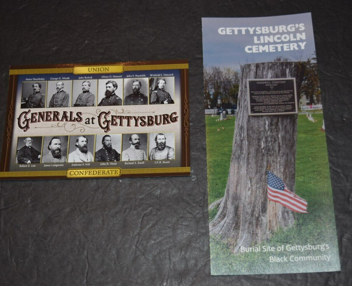 GETTYSBURG: "Generals Postcard," & "Lincoln Cemetery Flyer" (3.50" x 8.25"), New